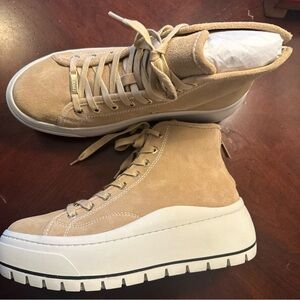 JSLides Sand Gracie Suede High-Top Sneakers/Platform Boots NIB Sz 9M